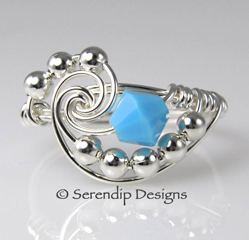 Türkis Silber Ring, Draht Gewickelt Argentium Sterling Der Swarovski Crystal Galaxy Aussagering, Cluster Türkis Silber Ring, Draht Gewickelt Argentium Sterling Der Swarovski Crystal Galaxy Aussagering, Cluster von SerendipDesignsJewel