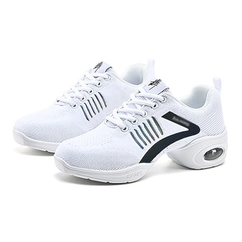 Damen Tanzschuhe Jazzschuhe Lace Up Tanzsneaker Damen Geteilte Sohle Luftkissen Modern Tanzschuhe Plattform Outdoor Sportschuhe Walkingschuhe von SerendipitousWhisper