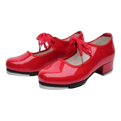 Steppschuhe für Damen,Stepptanzschuhe für Anfänger,Steppschuhe aus -Leder,Leicht Und Bequem,verstellbare Schnürsenkel,für Kinder und Erwachsene,für tägliche Auftritte und Stepptanztraining von SerendipitousWhisper