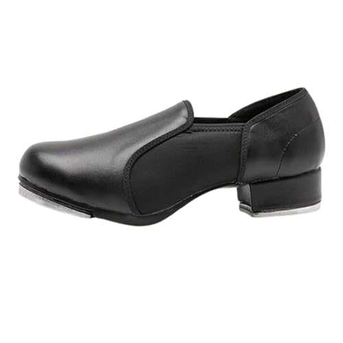 Tap Schuhe Dance,Schwarze Steppschuhe aus PU-Leder,Steppschuhe Niedriger Absatz,guter Stoßfestigkeit,weich,leicht zu tragen,Geeignet,for Männer und Frauen,Geeignet für tägliche Auftritte von SerendipitousWhisper