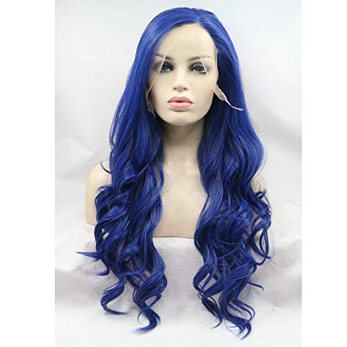 Damenperücke, Saphirblau, lang, synthetisches Haar, dunkelblau, Meerjungfrau, Lace-Front-Perücke für Drag Queen, Halbperücke, Damen, Party, Cosplay, Haarperücke, 66 cm von SereneWig