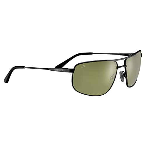 Serengeti - DANTE 2.0, Shiny Black, Saturn 555nm Polarisiert Glas, Medium-Large Größe Sonnenbrille, Sonnenbrille Herren, Sport Sonnenbrille, Wassersport Sonnenbrille von Serengeti