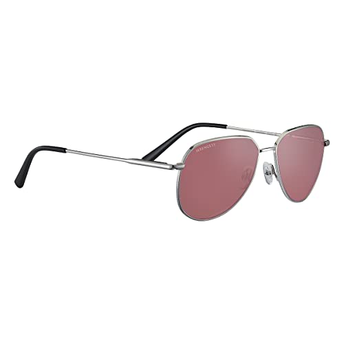 Serengeti Unisex Buche Sonnenbrille, Klein, glänzend, Silber, S von Serengeti