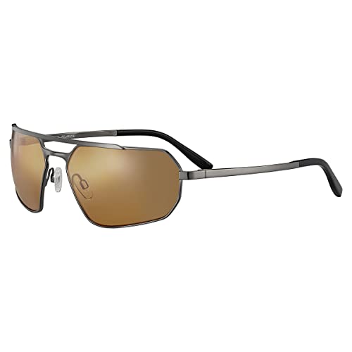 Serengeti Unisex Hinkley Sonnenbrille, glänzend grau (Shiny Gunmetal), M/L von Serengeti