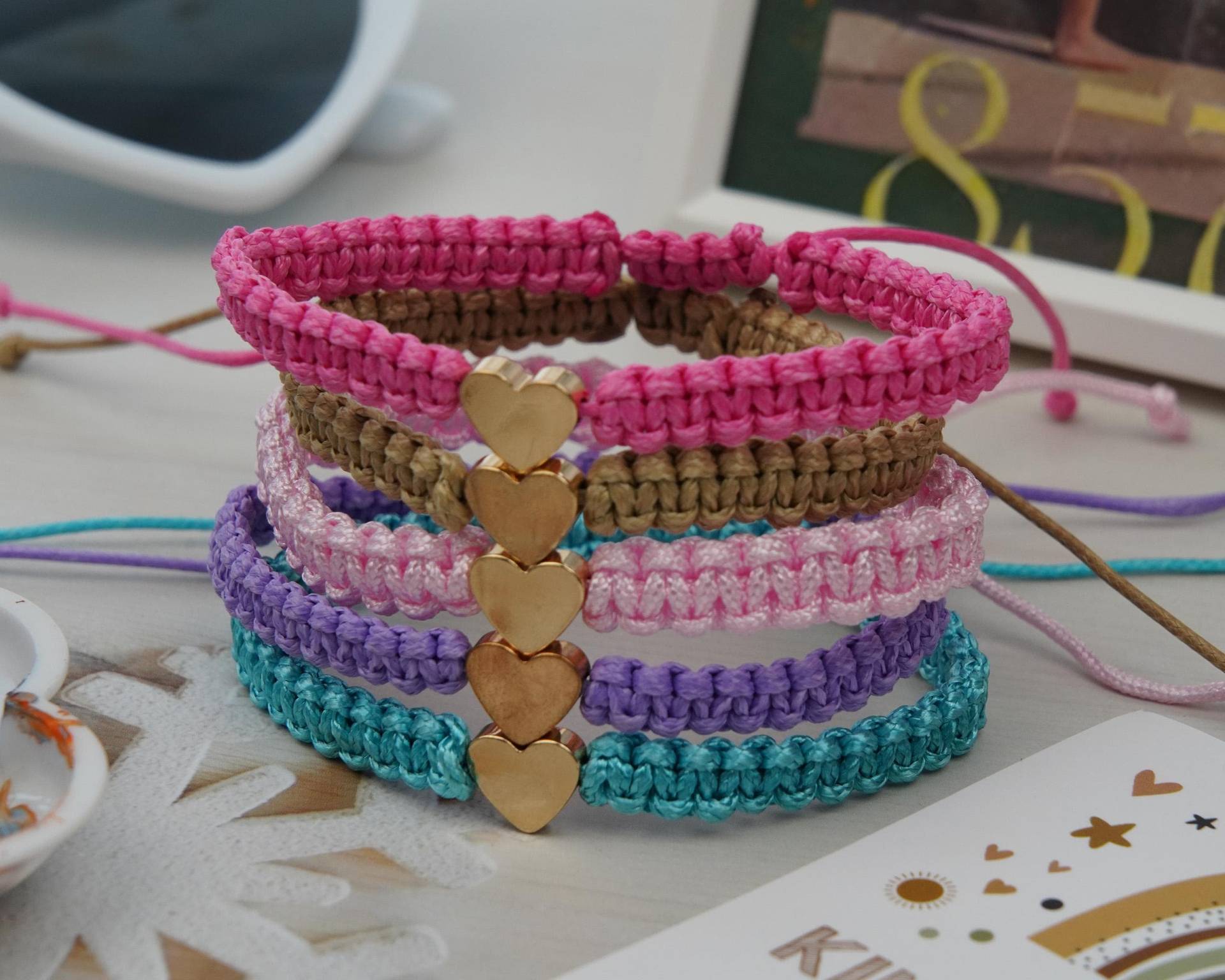 Mommy & Me Herz Armband Set Geflochtenes Baumwollseil Mommy & Me Herz Armband Set Geflochtenes Baumwollseil von SereniShe