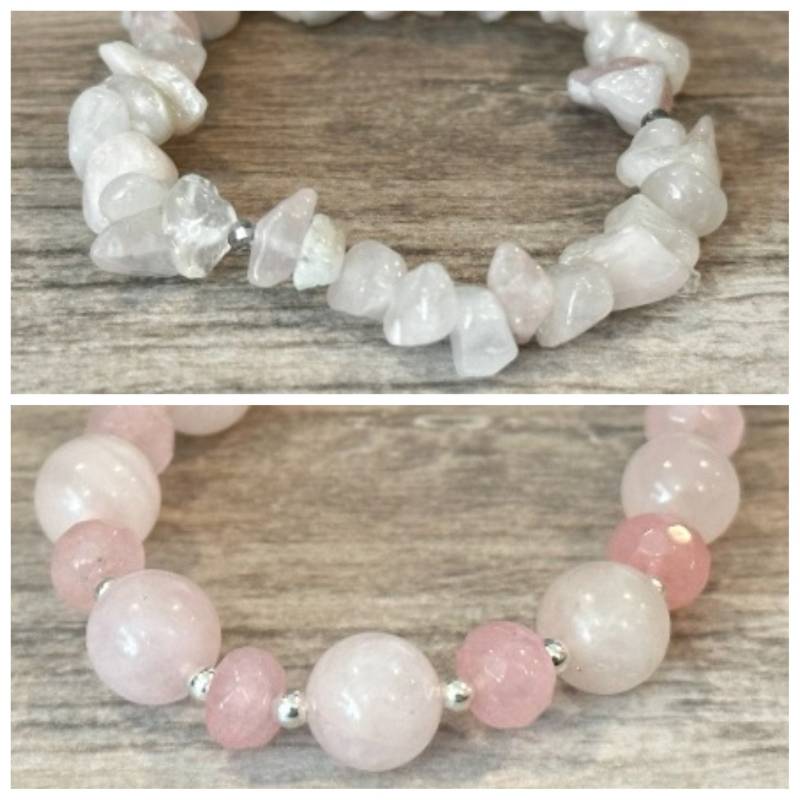 Rosenquarz, Perlen, Verstellbar, Armband von SerenityGraceJewelry