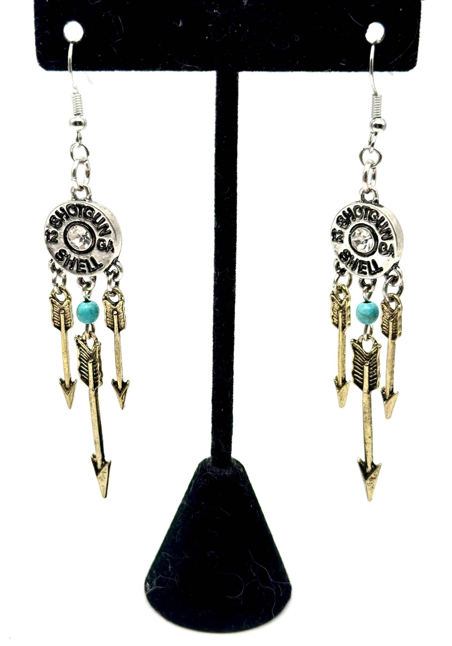 Schrotflintenhülse, Strass, Pfeil, Silber, Gold, Ohrringe von SerenityGraceJewelry