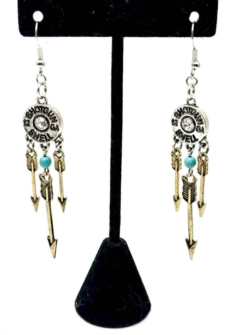 Schrotflintenhülse, Strass, Pfeil, Silber, Gold, Ohrringe von SerenityGraceJewelry