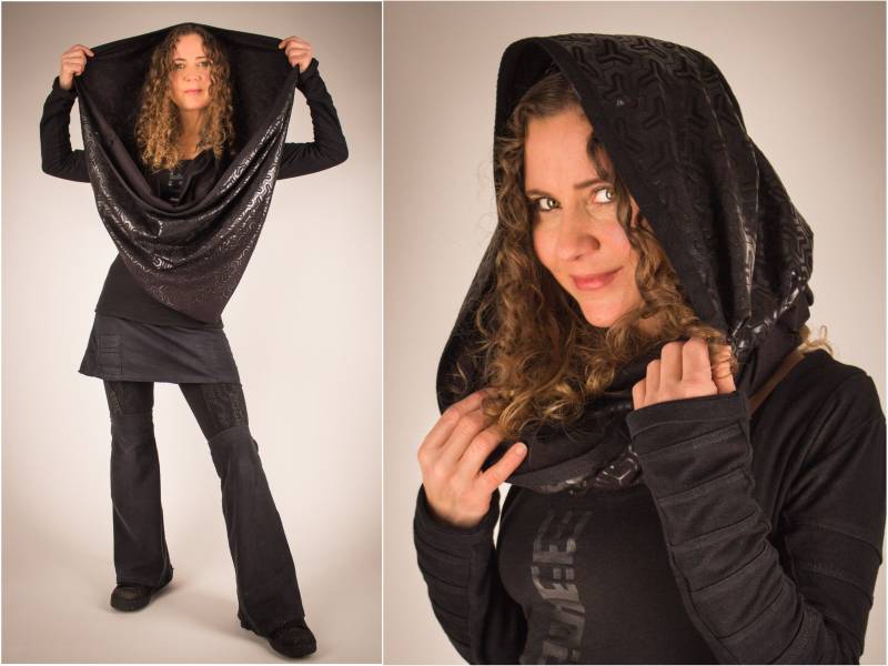 Kapuzen Kopf Wickelschal Goth Hoodie | Dark Mori Gothic Ninja Halstuch Samurai Cosplay Damen Winter Schal Designer Wraps Vielseitig Schlauch von SeresClothing