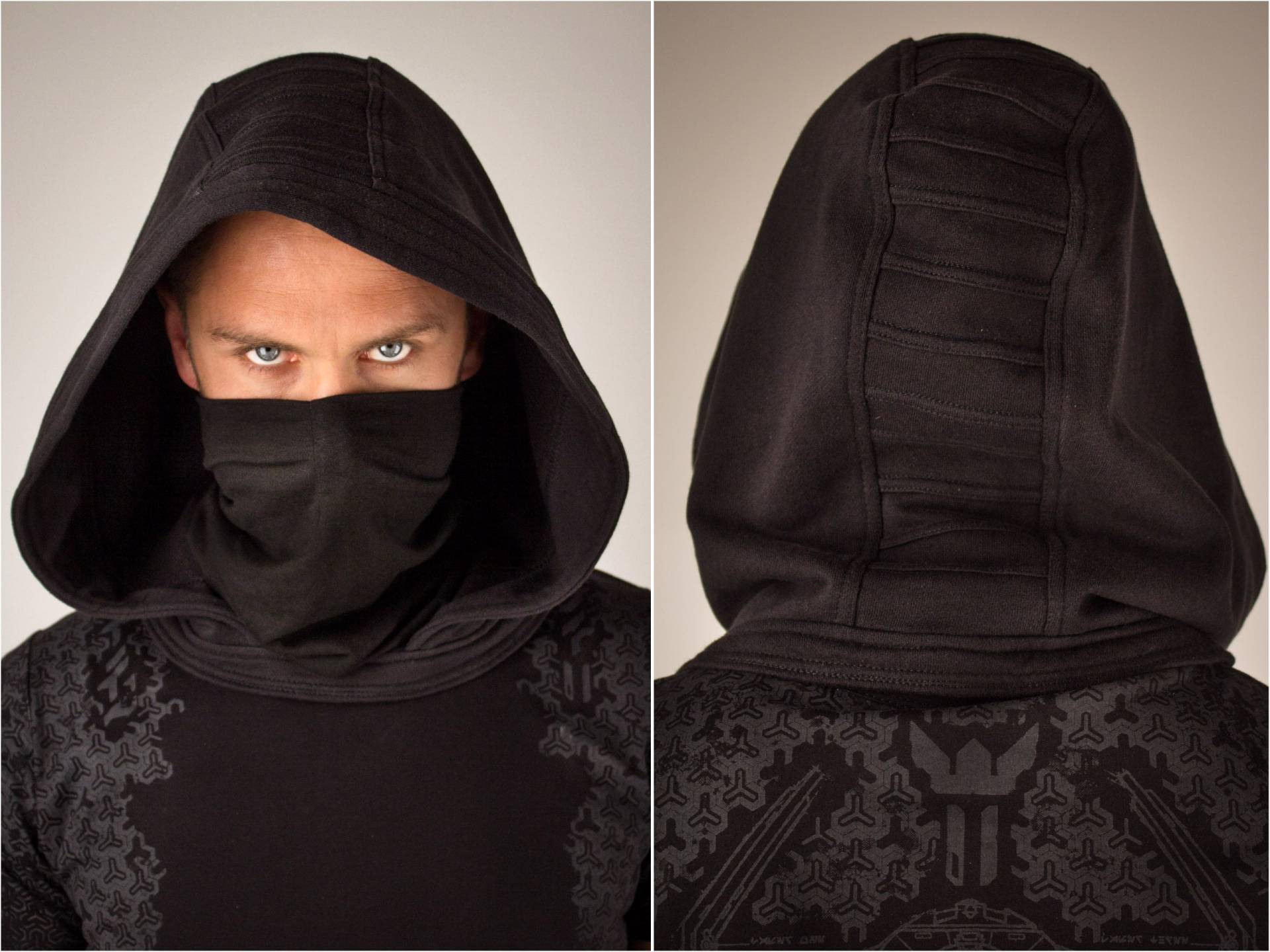Schwarz Goth Gesichtsmaske Kapuze Schal Hoodie Star Kostüm Jedi Wars Cosplay Sith Umhang Onesize Hexerhut Mittelalter Ritter Assassins Wear Geschenk von SeresClothing