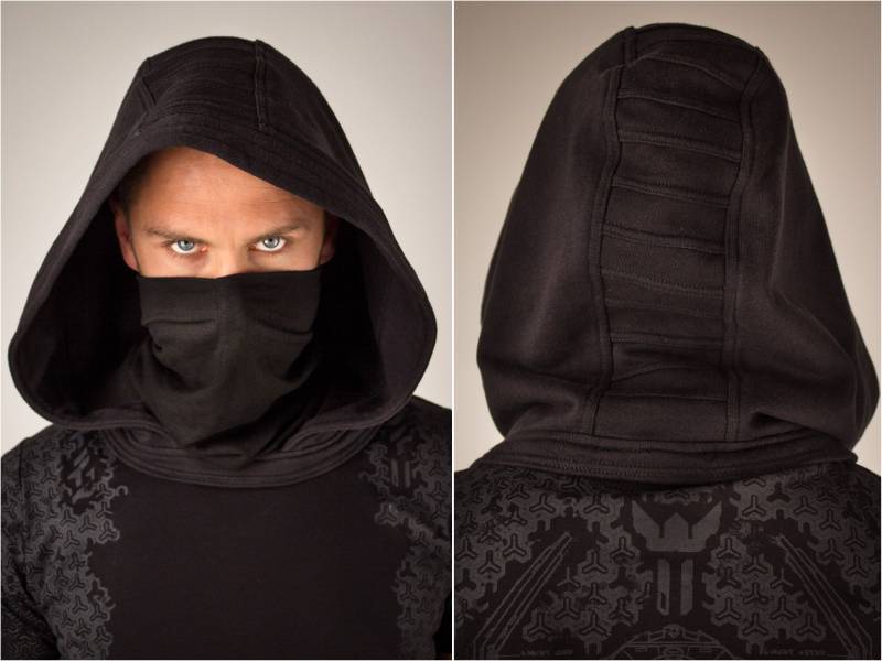 Schwarz Goth Gesichtsmaske Kapuze Schal Hoodie Star Kostüm Jedi Wars Cosplay Sith Umhang Onesize Hexerhut Mittelalter Ritter Assassins Wear Geschenk von SeresClothing
