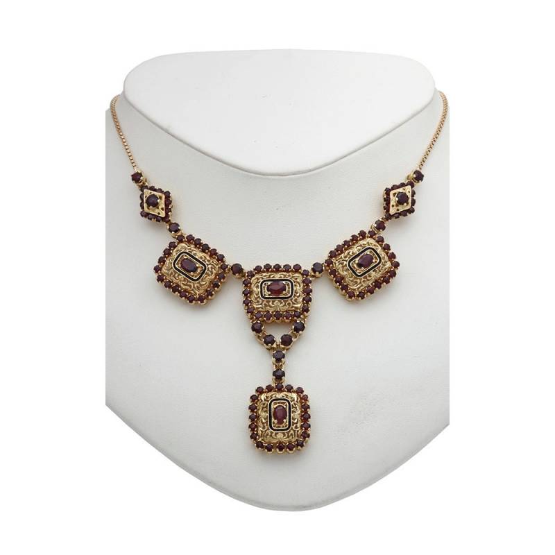 18 Karat Gelbgold Und Granat Lady Filigrane Design Halskette von SergesCo