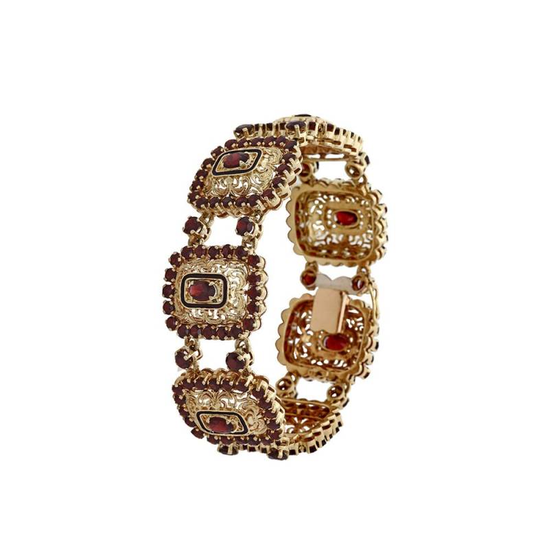 18Kt Gelbgold Und Granat Dame Filigran Design Armband von SergesCo