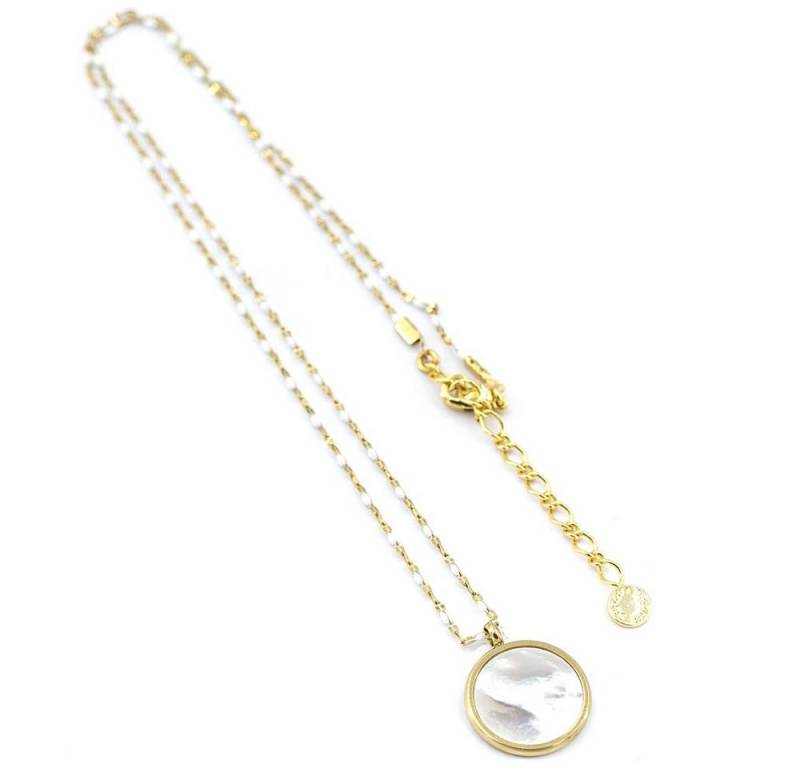 Sergio Engel Collier Beach Kette 03 Elegante Edelstahlkette mit Jade-/Perlmuttanhänger (Set, 2-tlg., inkl. Schmuckanhänger) von Sergio Engel