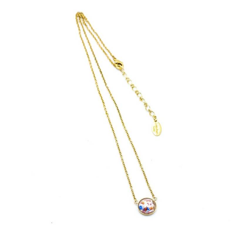 Sergio Engel Kette mit Anhänger Bohemia (Set, Set), Manufakturschmuck Edelstahl-Kette Cabochon aus böhmischem Glas von Sergio Engel