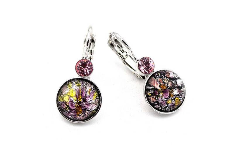 Sergio Engel Paar Ohrhänger Bohemia Ohrring 01 Eleganter Edelstahlohrhänger mit Glascabouchon, handgefertigt von Sergio Engel