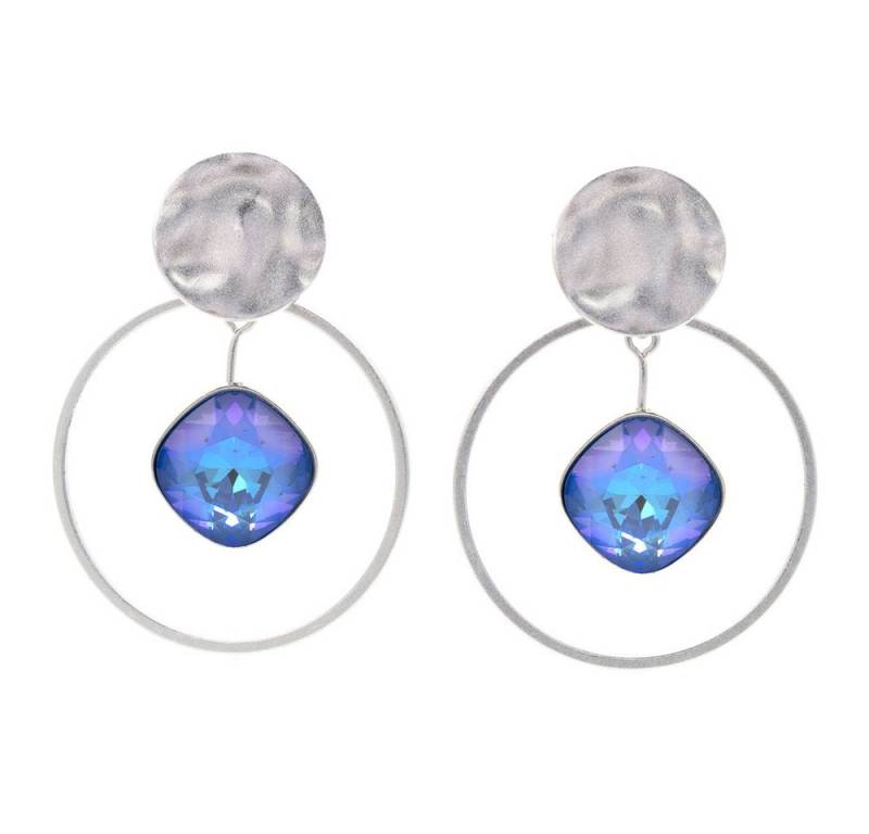 Sergio Engel Paar Ohrstecker Basics Ohrring 18 Eleganter Ohrstecker mit Plättchen und Kristall (Set aus Steckeroberteil und 2-teiligem Anhänger, 6-tlg., Set) von Sergio Engel