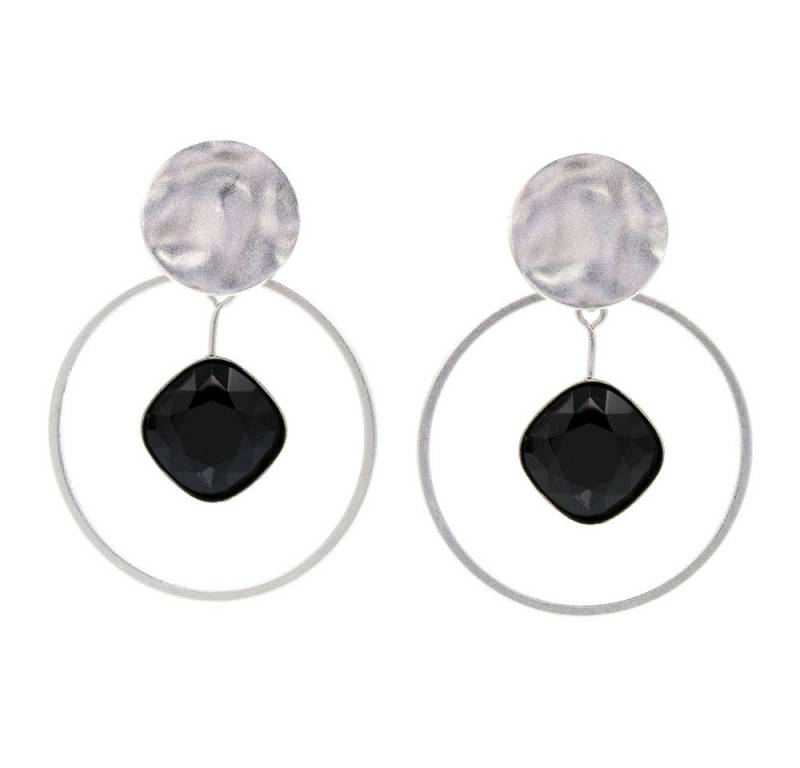 Sergio Engel Paar Ohrstecker Basics Ohrring 18 Eleganter Ohrstecker mit Plättchen und Kristall (Set aus Steckeroberteil und 2-teiligem Anhänger, 6-tlg., Set) von Sergio Engel