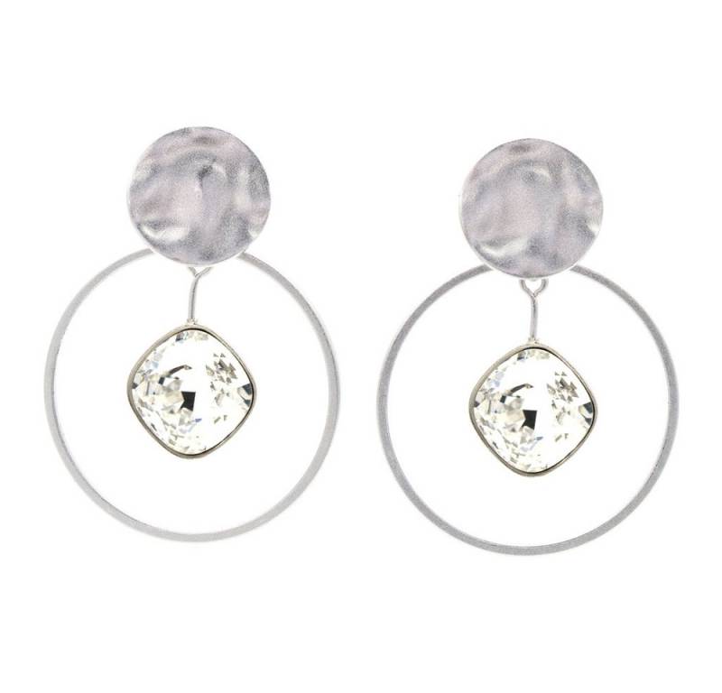 Sergio Engel Paar Ohrstecker Basics Ohrring 18 Eleganter Ohrstecker mit Plättchen und Kristall (Set aus Steckeroberteil und 2-teiligem Anhänger, 6-tlg., Set) von Sergio Engel