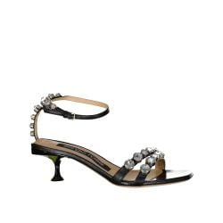 Sergio Rossi Schwarze Leder Sandalen Mit Kristallen von Sergio Rossi