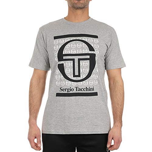 Sergio Tacchini Fiume Herren T-Shirt mit Grafikmuster, Größe S, Grau von Sergio Tacchini