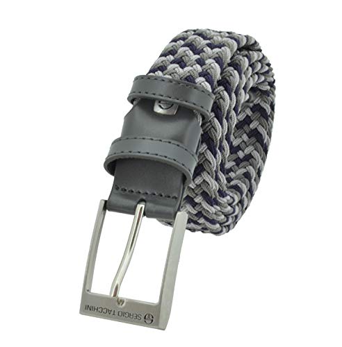 Sergio Tacchini Elastischer Geflochtener Gürtel Herren Damen, Gürtel mit Echtleder & Geschenkbox, Flechtgürtel für Jeans, Freizeit & Business von Sergio Tacchini