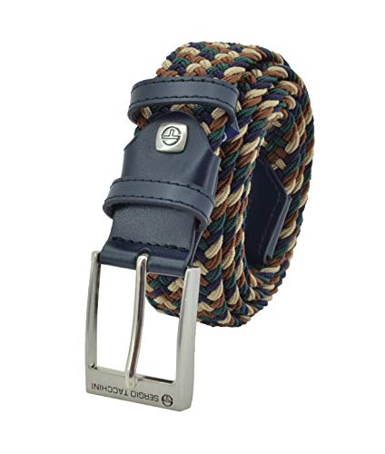 Sergio Tacchini Elastischer Geflochtener Gürtel Herren Damen, Gürtel mit Echtleder & Geschenkbox, Flechtgürtel für Jeans, Freizeit & Business von Sergio Tacchini
