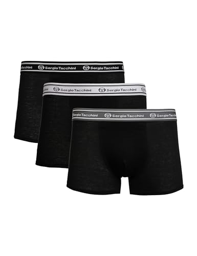 Sergio Tacchini Herren Boxershorts 3 Pack | elastischer Premium Baumwollmix | Praktisches 3er Pack Männer Boxershorts (DE/NL/SE/PL, Alphanumerisch, M, Regular, Regular, Schwarz) von Sergio Tacchini