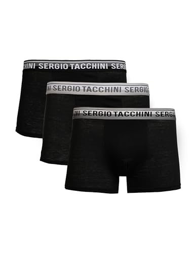 Sergio Tacchini Herren Boxershorts 3 Pack | elastischer Premium Baumwollmix | Praktisches 3er Pack Männer Boxershorts (DE/NL/SE/PL, Alphanumerisch, XL, Regular, Regular, Schwarz Multi) von Sergio Tacchini