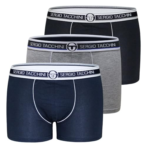 Sergio Tacchini Herren Boxershorts Cotton Stretch Baumwolle, Art. 9000 3er-Pack Mehrfarbig L von Sergio Tacchini