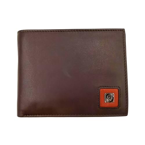 Sergio Tacchini Herren-Geldbörse aus echtem Leder – kompaktes Design mit Kontrastverbindung, 6 Kartenfächer, Geldbeutel, mit Geschenkbox, dunkelbraun, Piccolo, Modern von Sergio Tacchini