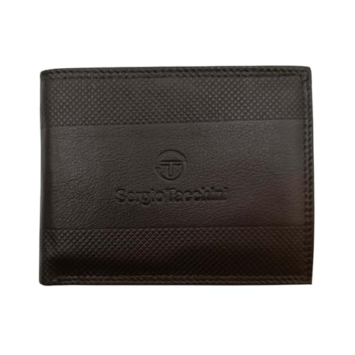 Sergio Tacchini Herren-Geldbörse aus echtem Leder mit seitlicher Prägung - elegant und kompakt 9,5 x 12,3 cm - Cod. K50085P029, dunkelbraun, 9,5 x 12,3 cm, Modern von Sergio Tacchini