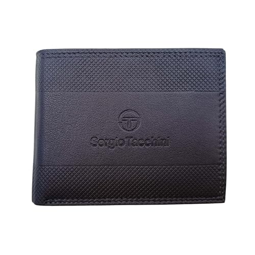 Sergio Tacchini Herren-Geldbörse aus echtem Leder mit seitlicher Prägung - elegant und kompakt 9,5 x 12,3 cm - Cod. K50085P029, marineblau, 9,5 x 12,3 cm, Modern von Sergio Tacchini