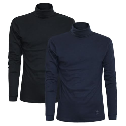 Sergio Tacchini Herren Rollkragen Pullover Turtleneck Warm, 2er Pack Mehrfarbig (Blau, Schwarz) M von Sergio Tacchini