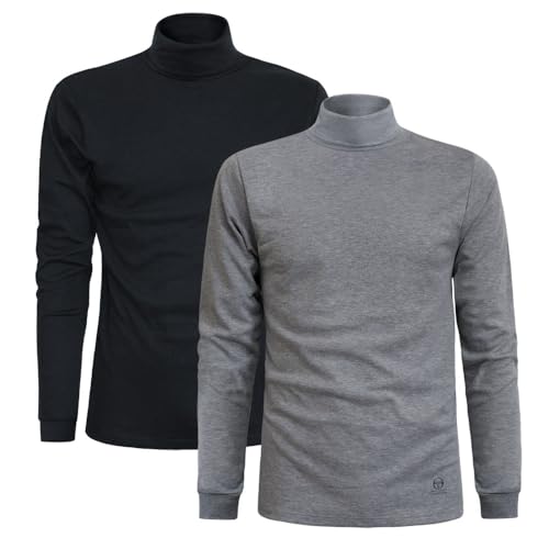 Sergio Tacchini Herren Rollkragen Pullover Turtleneck Warm, 2er Pack Mehrfarbig (Grau, Schwarz) XXL von Sergio Tacchini