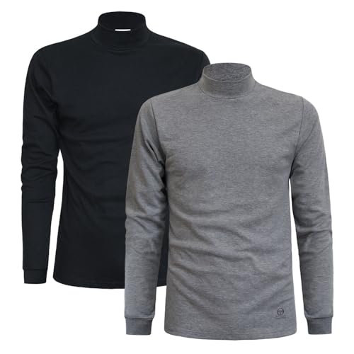 Sergio Tacchini Herren Rollkragen Pullover Warm Baumwolle, 2er Pack Mehrfarbig (Grau, Schwarz) M von Sergio Tacchini