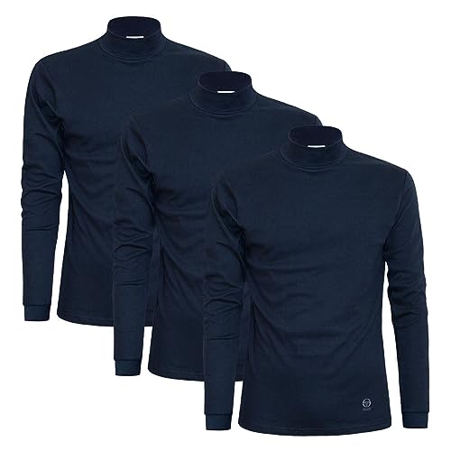 Sergio Tacchini Herren Rollkragen Pullover Warm Baumwolle, 3er Pack Blau XL von Sergio Tacchini