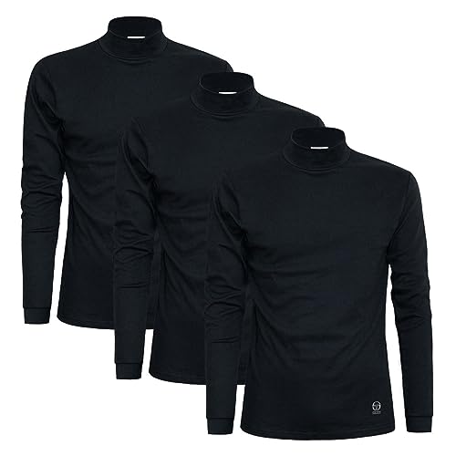 Sergio Tacchini Herren Rollkragen Pullover Warm Baumwolle, 3er Pack Schwarz M von Sergio Tacchini