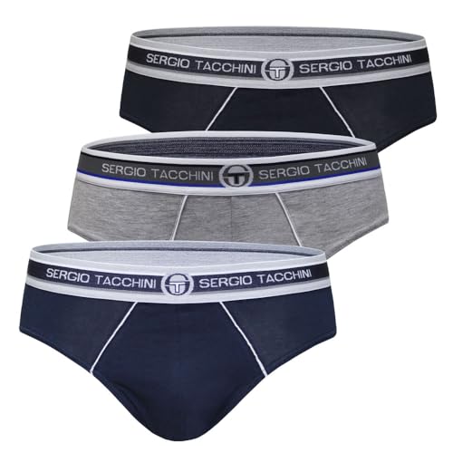 Sergio Tacchini Herren Slips Cotton Stretch Baumwolle, Art. 9001 3er-Pack Mehrfarbig L von Sergio Tacchini