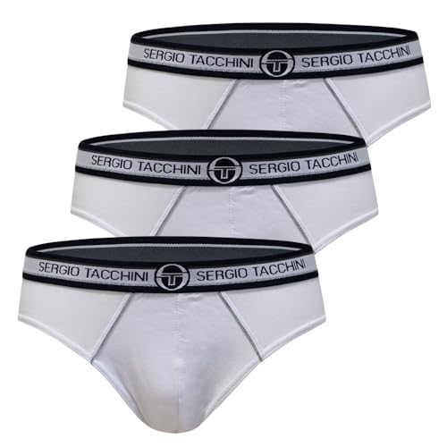 Sergio Tacchini Herren Slips Cotton Stretch Baumwolle, Art. 9001 3er-Pack Weiß M von Sergio Tacchini
