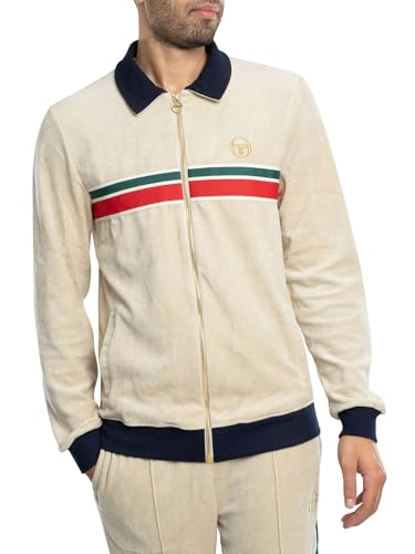 Sergio Tacchini Herren Spencer Velours-Trainingsjacke, Beige, L von Sergio Tacchini