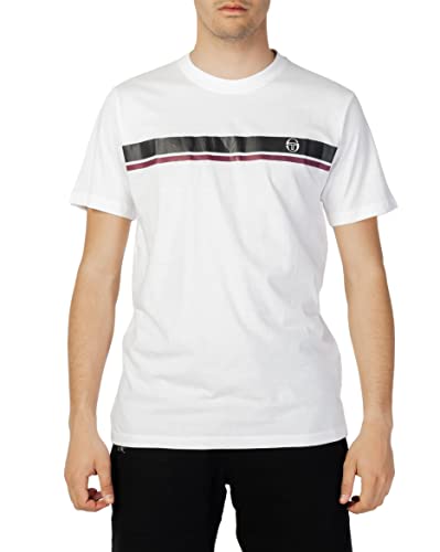 Sergio Tacchini SS T Shirt Stripe A, Whtblkbordeaux, XL von Sergio Tacchini