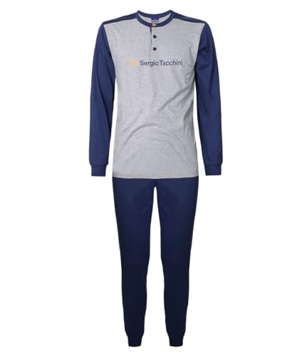 Sergio Tacchini Schlafanzug Herren Lang Baumwolle, Art. 35B8 Grau XXL von Sergio Tacchini