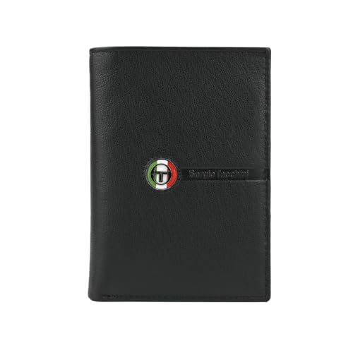 Sergio Tacchini Vertikale Herren-Geldbörse aus echtem Leder, Schlank mit Kartenfächern von Sergio Tacchini