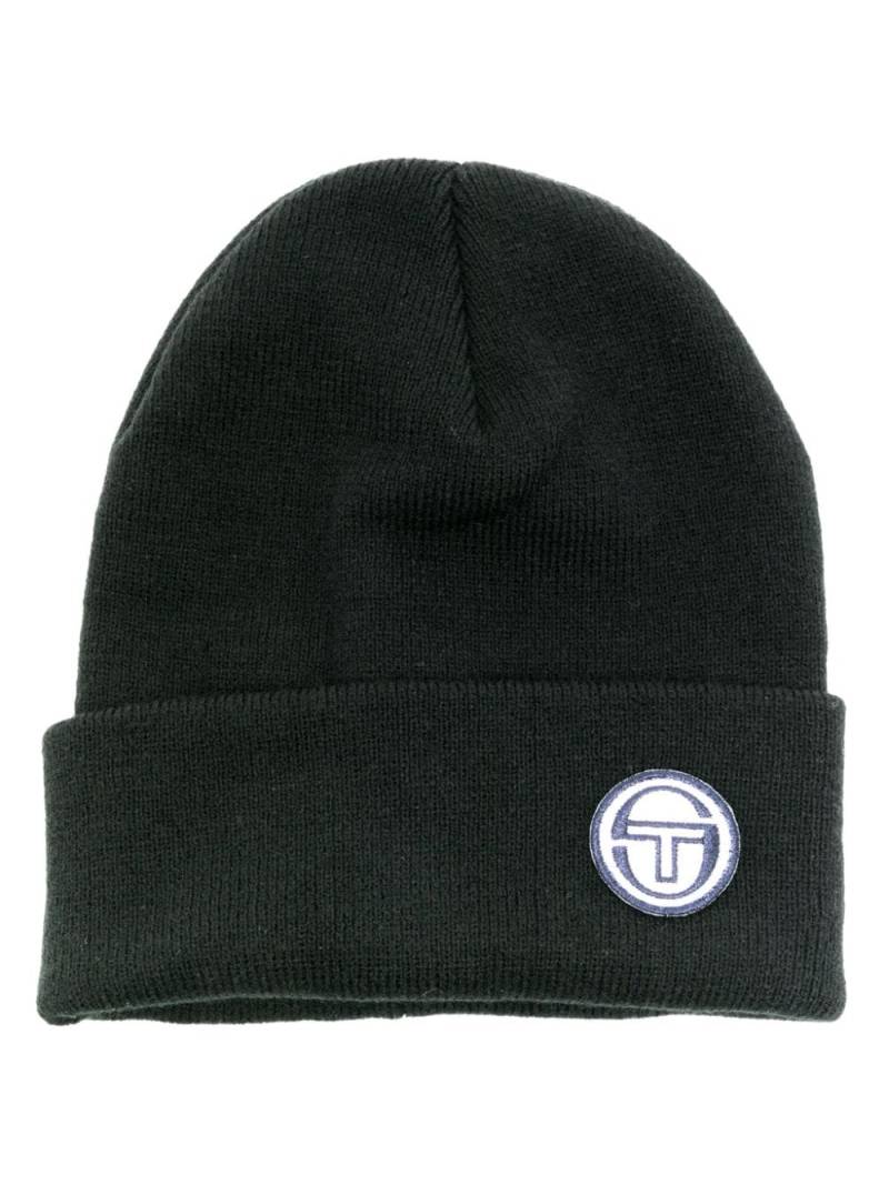 Sergio Tacchini Gerippte Beanie mit Logo-Patch - Schwarz von Sergio Tacchini