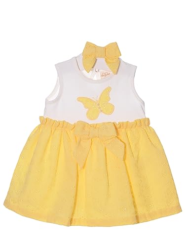 Serkon 0114 Baby Mädchen 2-teiliges Set Kleid und Stirnband Sommerkleid Geburtstagsparty (18-24 Monate, Gelb) von Serkon