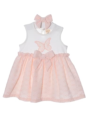 Serkon 0114 Baby Mädchen 2-teiliges Set Kleid und Stirnband Sommerkleid Geburtstagsparty (6-9 Monate, Powder) von Serkon