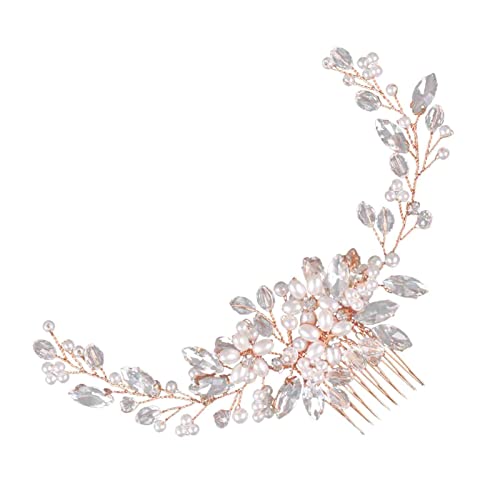 Braut-Hochzeits-Haarkamm, Eleganter, Biegsamer Haarrankenkamm, Brautschmuck Für Hochzeit, Haarschmuck(Roségold) von Serlium