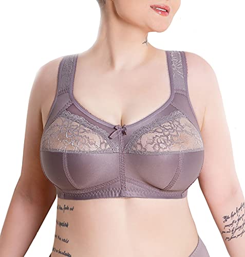 BH Full Cup, Soft Minimizer, ohne Bügel, mit Spitzen, Großen Größen, Breiten Trägern, Baumwolle laminiert, Weicher, Stabile Stütze, Große Brüste, Komfortabel für jeden Tag, Grau, 75D BH Full Cup, Soft Minimizer, ohne Bügel, mit Spitzen, Großen Größen, Breiten Trägern, Baumwolle laminiert, Weicher, Stabile Stütze, Große Brüste, Komfortabel für jeden Tag, Grau, 75D von Sermija