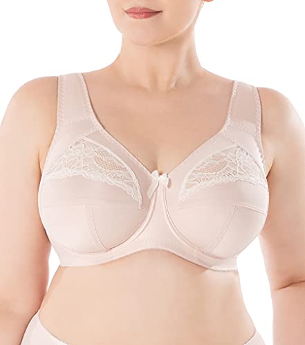 SERMIJA Der Klassische Büstenhalter Soft mit Spitzen, laminiert mit Baumwolle, in großen Größen, mit Bügeln und mit Breiten Trägern, von Serie Honey Lingerie. Komfortabel für jeden Tag,95C,Hautfarbe von Sermija